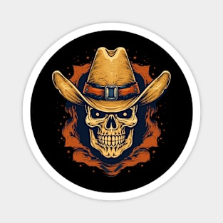 80s Retro Western Cowboy Skull Magnet